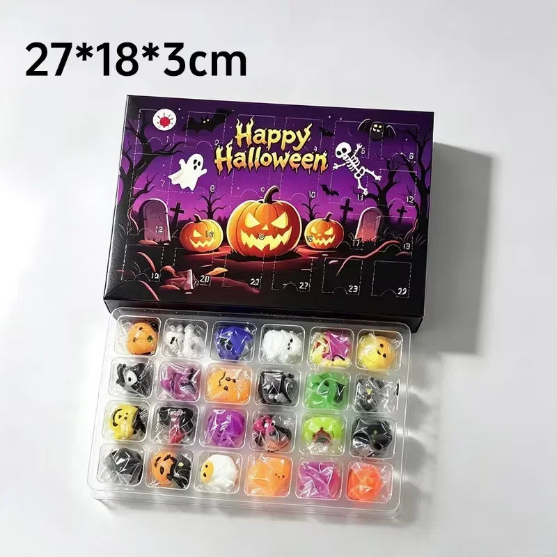 2026 New Halloween Advent Calendar Mini Squishy Blind Box Mixed Ghost Pumpkin Bat Witch Squeeze Novelty Halloween Surprise Gift
