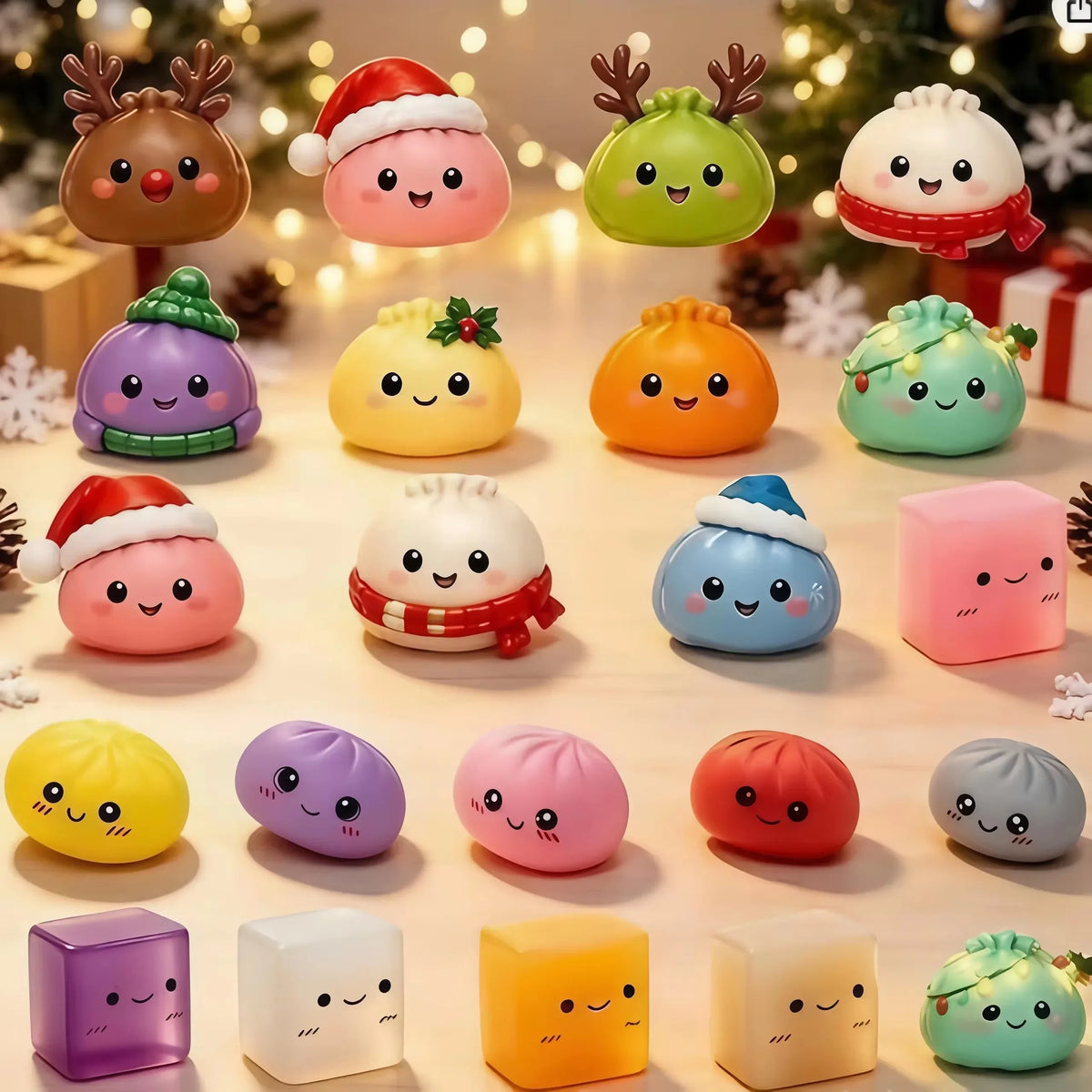 New Christmas Squishies Advent Calendar 24 Days Countdown Adviento Navidad Dumpling Squishy Slow Rising Squeeze Home Decor Gift