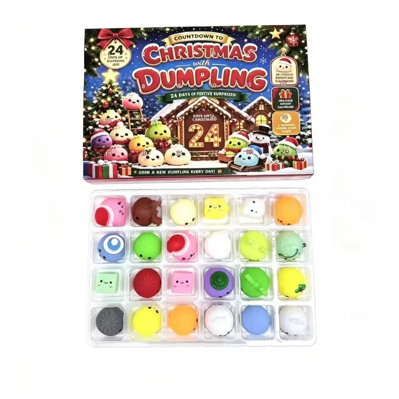 New Christmas Squishies Advent Calendar 24 Days Countdown Adviento Navidad Dumpling Squishy Slow Rising Squeeze Home Decor Gifts