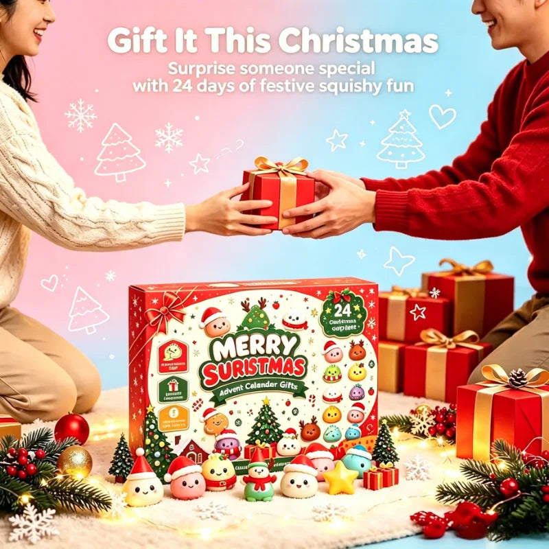 New Christmas Squishies Advent Calendar 24 Days Countdown Adviento Navidad Dumpling Squishy Slow Rising Squeeze Home Decor Gifts