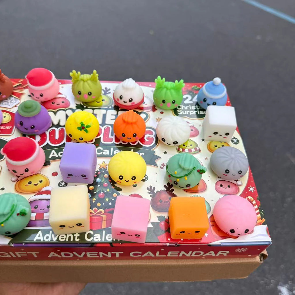 Christmas Squishy Advent Calendar 24 Day Countdown Surprise Box Dumpling Squishies Slow Rebound Squeeze Sensory Gift Decor