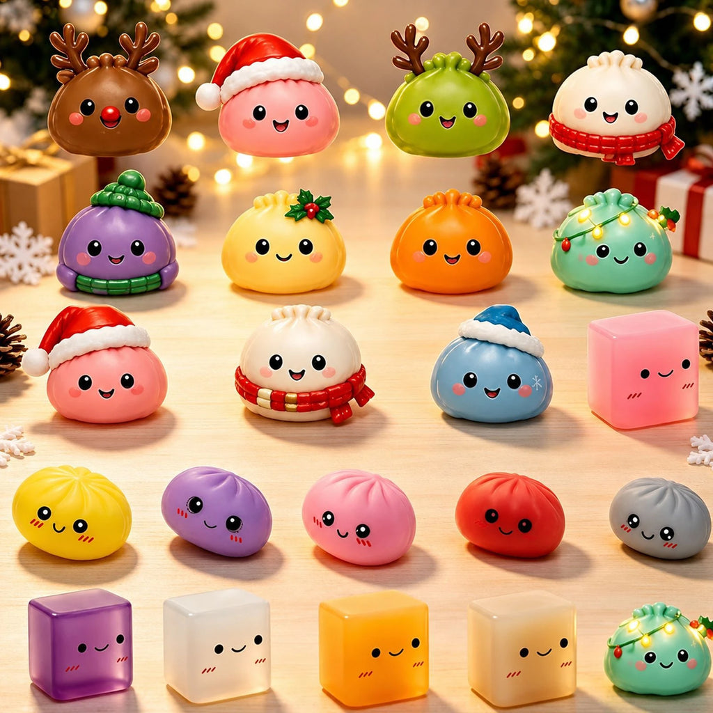 Christmas Squishy Advent Calendar 24 Day Countdown Surprise Box Dumpling Squishies Slow Rebound Squeeze Sensory Gift Decor