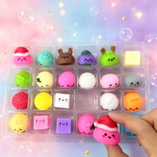 New Christmas Squishies Advent Calendar 24 Days Countdown Adviento Navidad Dumpling Squishy Slow Rising Squeeze Home Decor Gifts