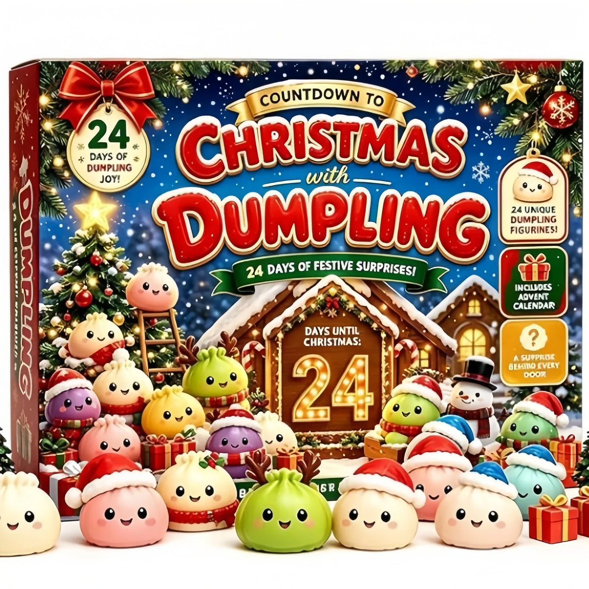 New Christmas Squishies Advent Calendar 24 Days Countdown Adviento Navidad Dumpling Squishy Slow Rising Squeeze Home Decor Gifts